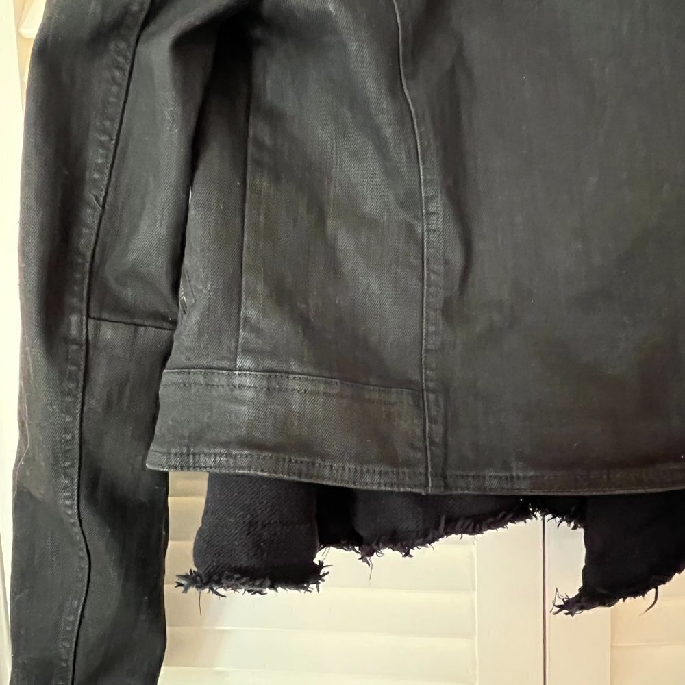 Free People Drape Front Coated Moto Jacket 2 black denim - Picture 9 of 14